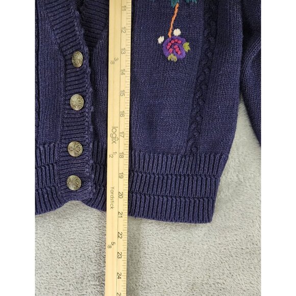 Autograph American Clothing Sweater Womens Medium Blue Floral Button Up Cradigan - Picture 5 of 10